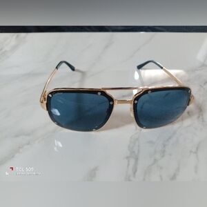 Cartier Gold Frame Sunglasses with Dark Blue Lenses